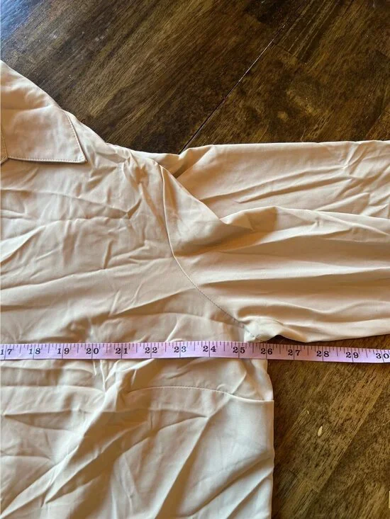 Vintage Notations Beige Button Down Long Sleeve Blouse Plus 2X Work Office Prep - Picture 5 of 7